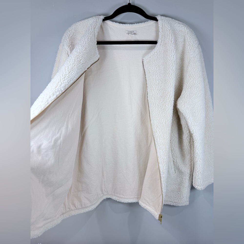 J.Crew Cream Sherpa Teddy Bear Jacket H4011 – Medium, EUC - Picture 4 of 6